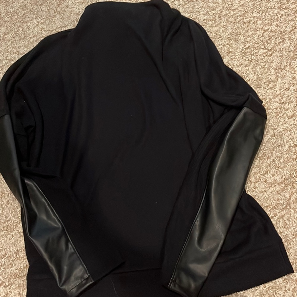 Express black leather sleeved high neck lightweight sweater